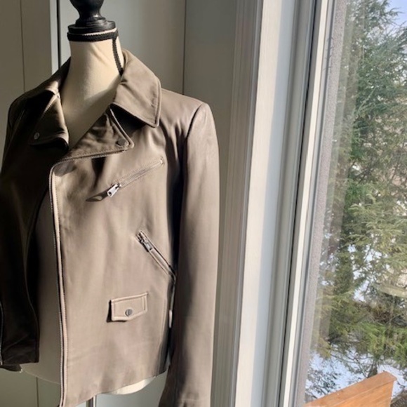 Zara leather moto jacket new grey medium - Picture 14 of 14